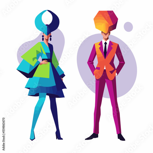 Futuristic Fashion Geometric Models In Bold Colors