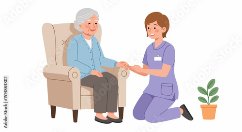Caregiver Comforting Senior Woman Home Healthcare