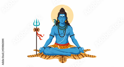 Lord Shiva Meditation Hindu God Yoga Vector Art