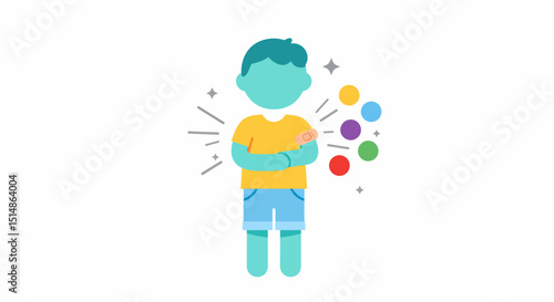 Vaccination Success Boy With Colorful Post-vaccine Glow