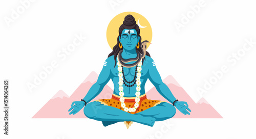 Lord Shiva Meditation Hindu God In Serene Yoga Pose
