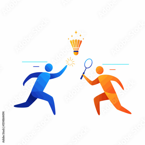 Badminton Players Shuttlecock Match
