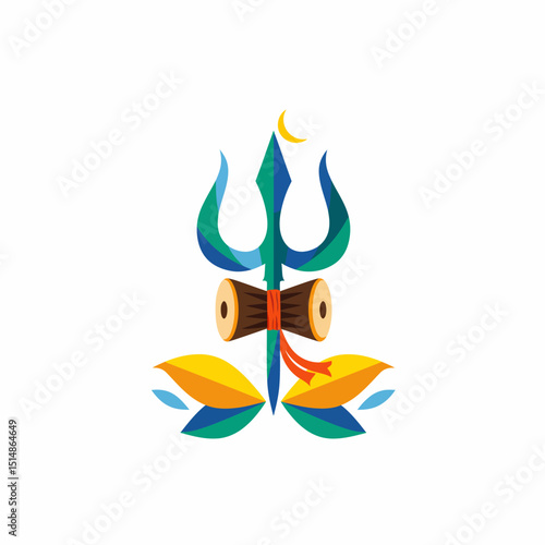 Trishul Of Shiva Vector Illustration Maha Shivaratri