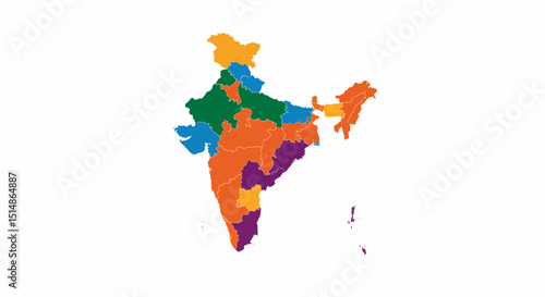 India Map Colorful States