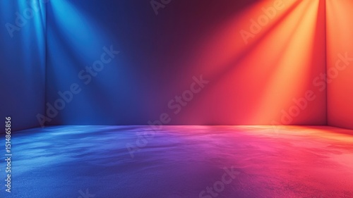 Abstract Gradient Light Background with Textured Floor background gradient floor stage studio lighting spotlights blue light red light orange light purple light colorful vibrant dramatic empty room