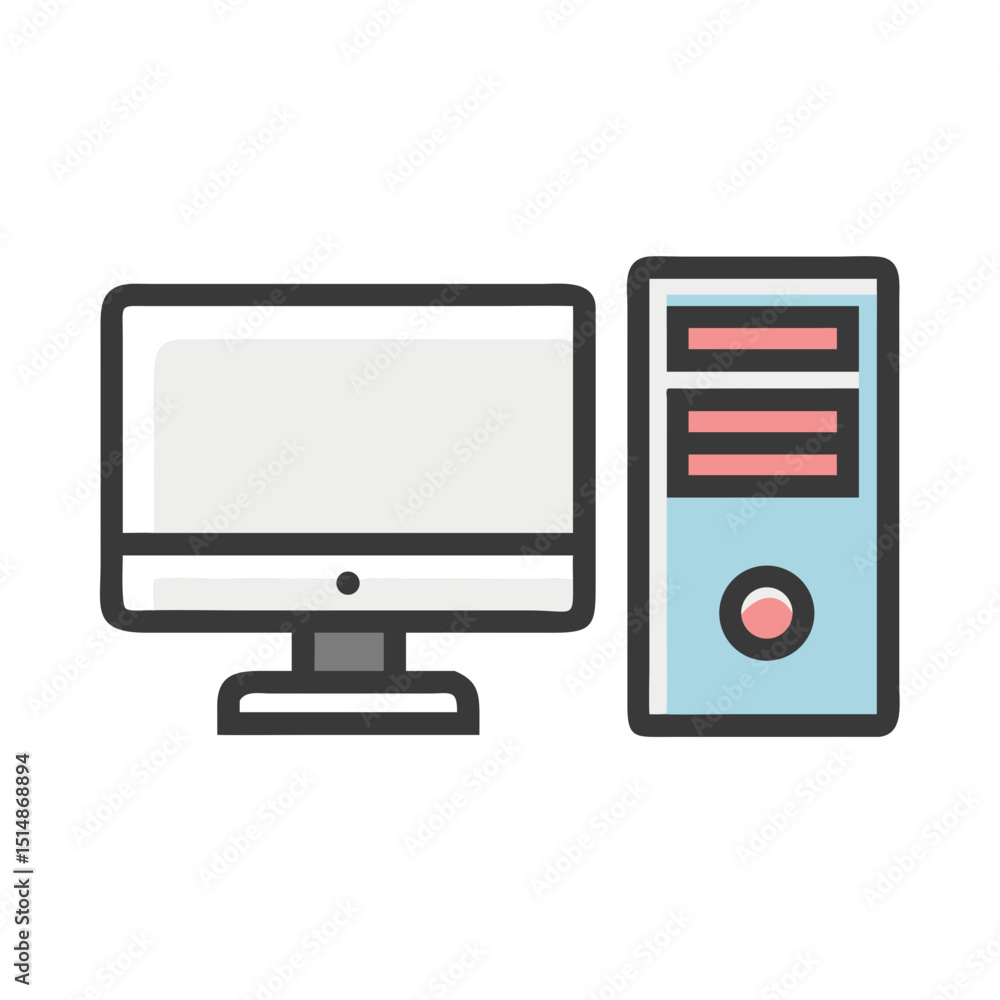 Vector computer monitor and CPU Vector computer monitor and CPU