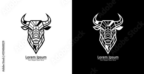 Bull head logo design with modern geometric style