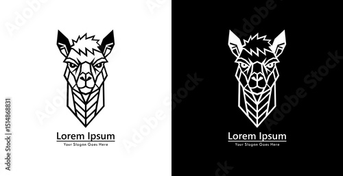 Alpaca head logo design with modern geometric style