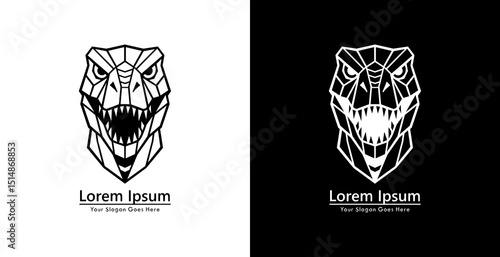 Dinosaur head logo design with modern geometric style