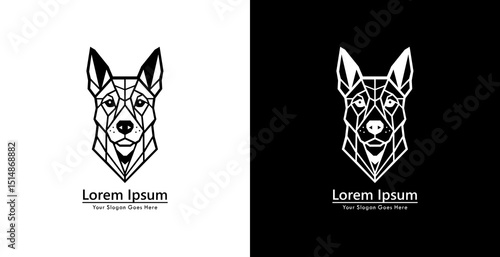 Dog head logo design with modern geometric style