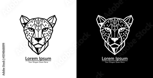 Cheetah head logo design with modern geometric style