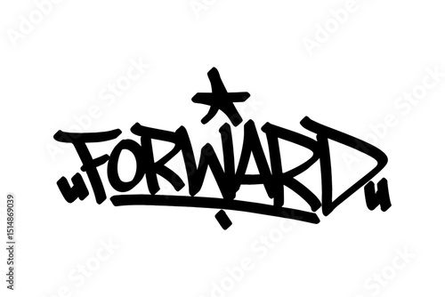 Graffiti tag “Forward” in bold black lettering on transparent background. Clean and expressive, great for basketball roles, streetball art, and urban sports designs.