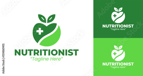 Simple and Professional Nutritionist Logo Design Featuring Apple and Health Symbol