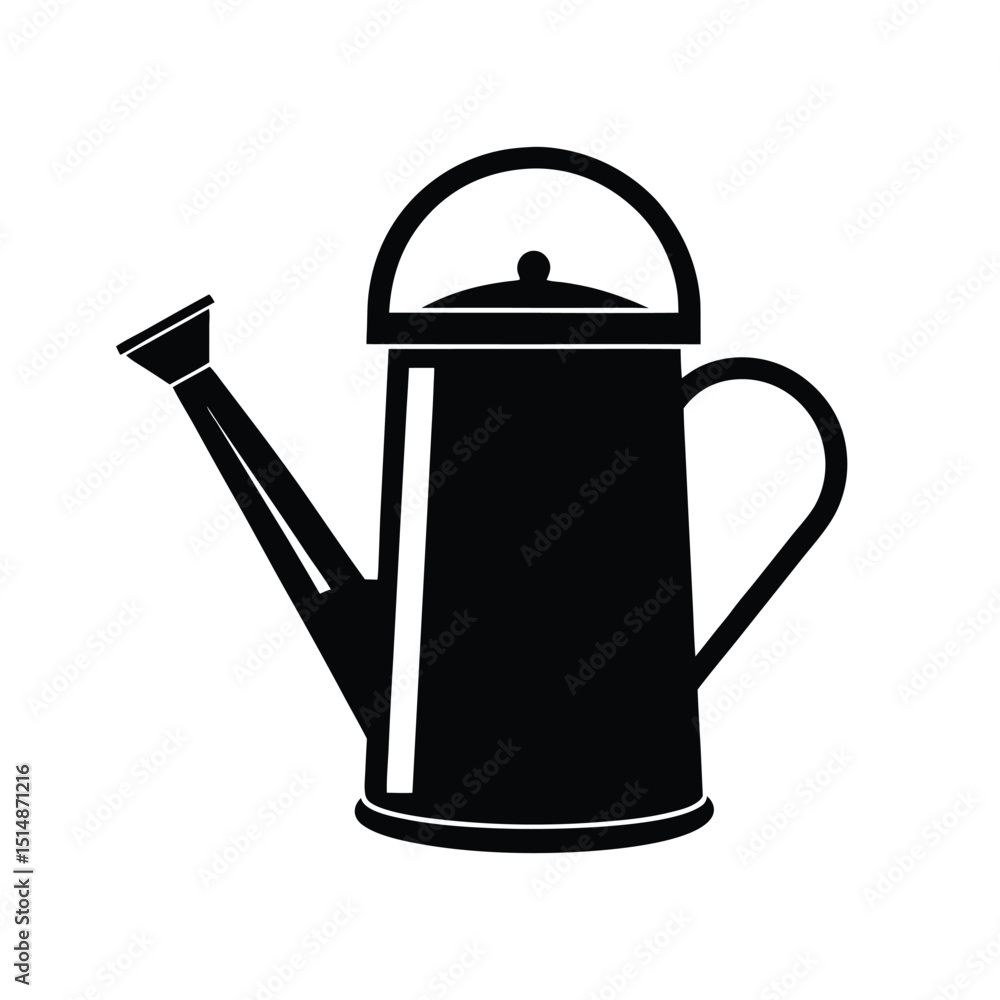 Fototapeta premium Watering Can Silhouette Vector Outline on White Background with Dog Illustration Element in CMYK Color Model for Design Use