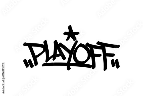 Graffiti tag “Playoff” in bold black lettering on transparent background. Captures the intensity of basketball playoffs, perfect for street art and urban sports designs.