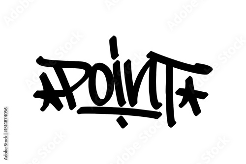 Graffiti tag “Point” in bold black lettering on transparent background. Symbolizes scoring points in basketball, ideal for street art and urban sports designs.