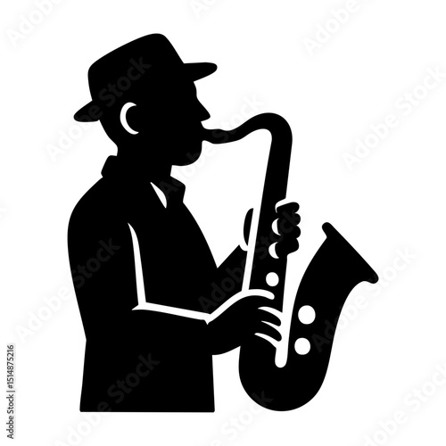 Saxophone player silhouette icon