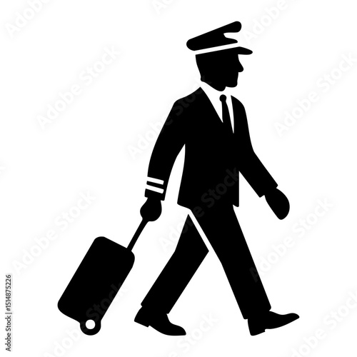 Pilot walking with suitcase icon
