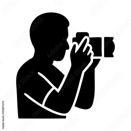 Photographer holding camera black icon