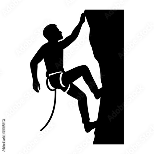 Rock climbing icon with rope and harness
