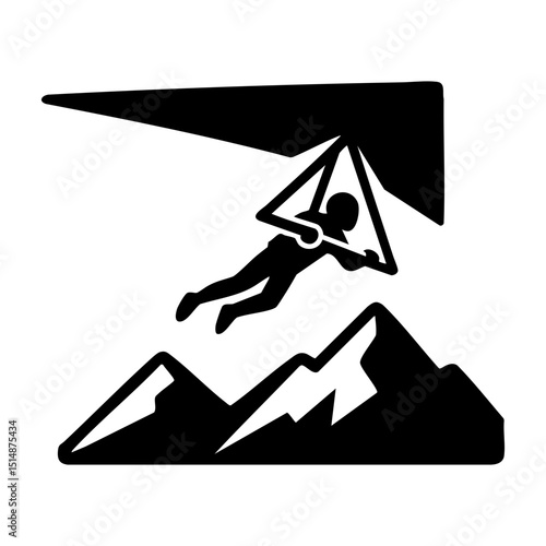 Hang gliding icon with mountain backdrop