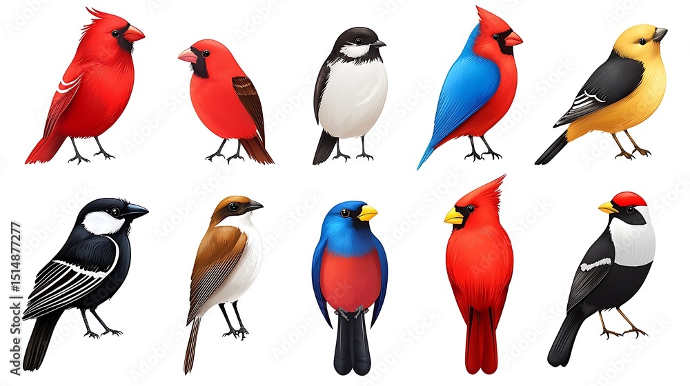 Fototapeta premium Colorful Birds Illustration