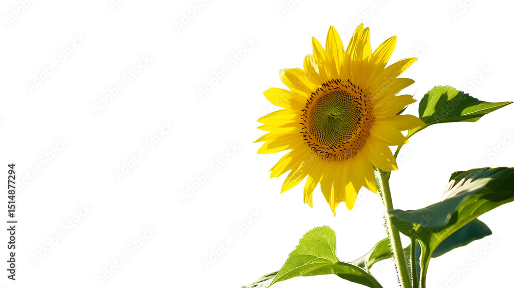 Fototapeta premium A High Resolution image of high Resolution image of field of Sunflowers with Blue Sky Bright sunflowers reaching towards a clear blue sky, leaving ample space for text The blooming.