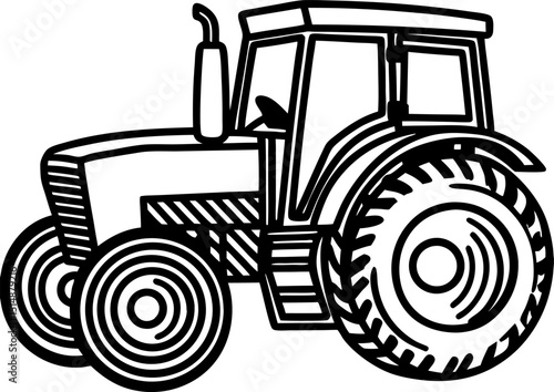 Modern farm tractor illustration heavy machinery vehicle for agriculture, farming, rural field work equipment