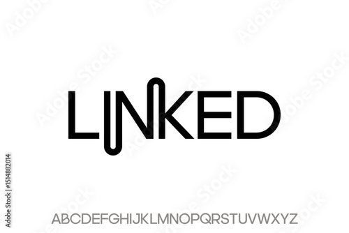 word linked. modern Minimal elegant font alphabet graphic vector illustrations