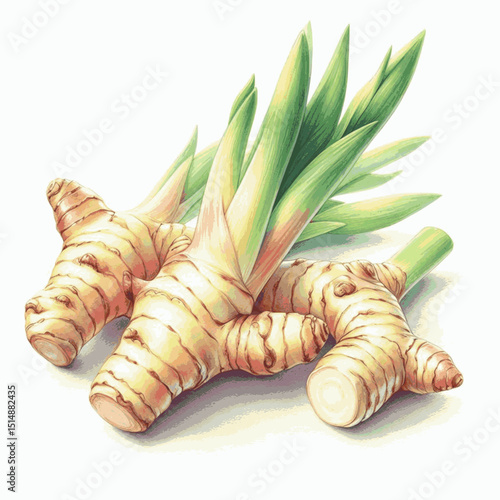 Thai Galangal Galangal root isolated watercolor vector illustration svg