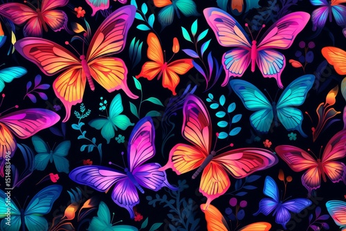 background of colorful butterflies