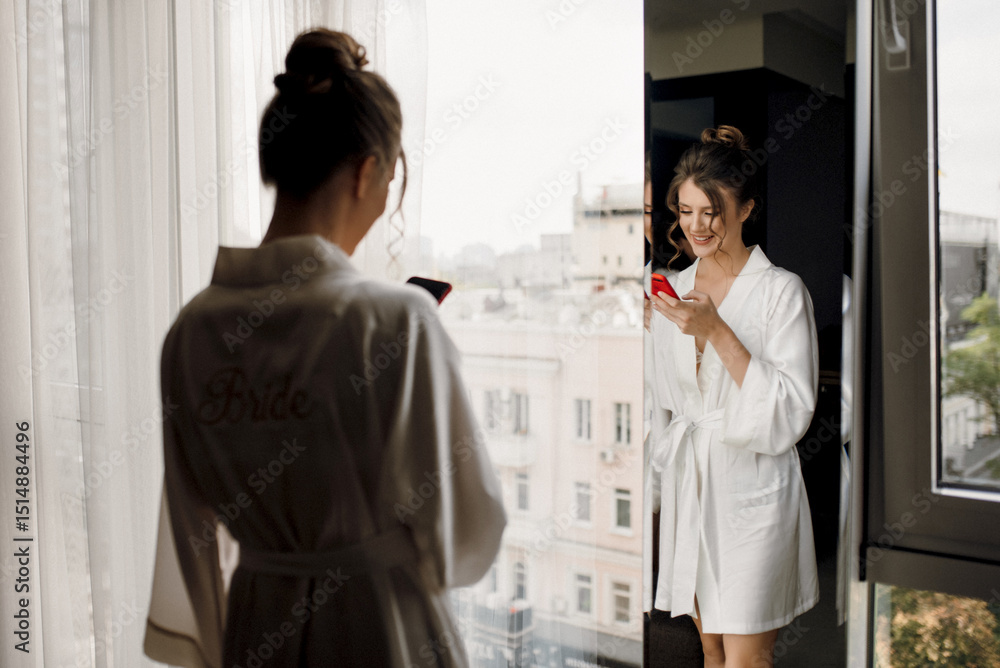 Obraz premium morning make-up and preparation of the bride