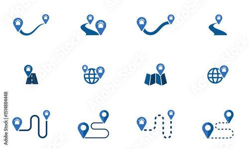 Quadro su tela Modern icon collection with location pins, geotags, and real estate markers
