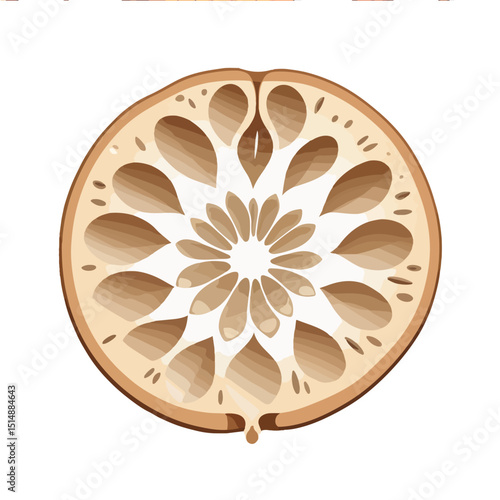sliced lotus root cross-section with radial holes