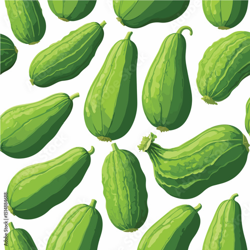 Green Bumpy Bitter Gourd Vector
