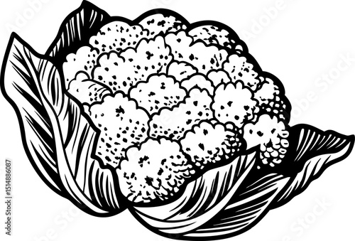 Cauliflower vegetable illustration hand drawn healthy food, fresh organic farm produce, diet ingredient, botanical plant art