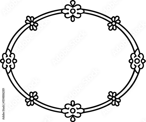 Wallpaper Mural Ornate floral oval frame with symmetrical flowers elegant decorative border for invitations, cards, design Torontodigital.ca