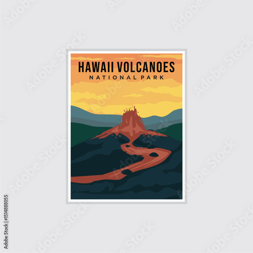 Hawaii Volcanoes National Park poster vector illustration design