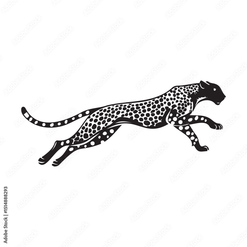 Fototapeta premium Running Cheetah Silhouette Vector Art