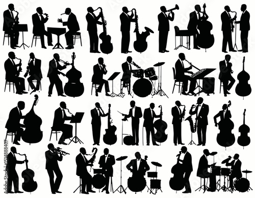 Collection Of Black And White Musical Artists Playing Various Instruments