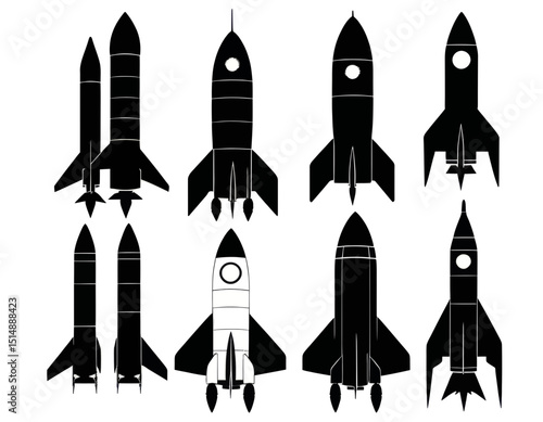 Collection of Black And White Rocket Silhouettes