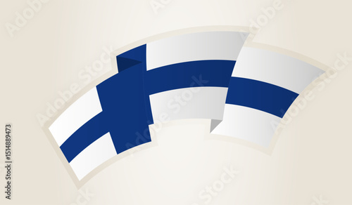 Finland Flag in Abstract Ribbon Shape, National Symbol of the Finland.