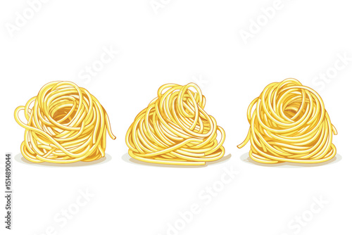 Italian pasta tagliatelle nest isolated on white background with full depth of field. Top view. Flat lay