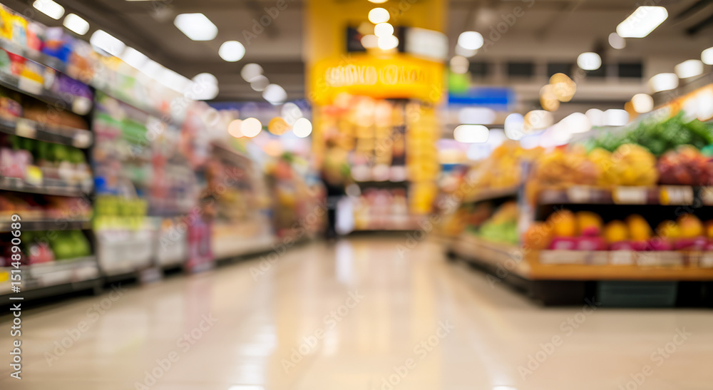 custom made wallpaper toronto digitalBlurred view of grocery store aisle with shelves stocked with various products.grocery premium photos for banner, poster, and pamphlet backgrounds