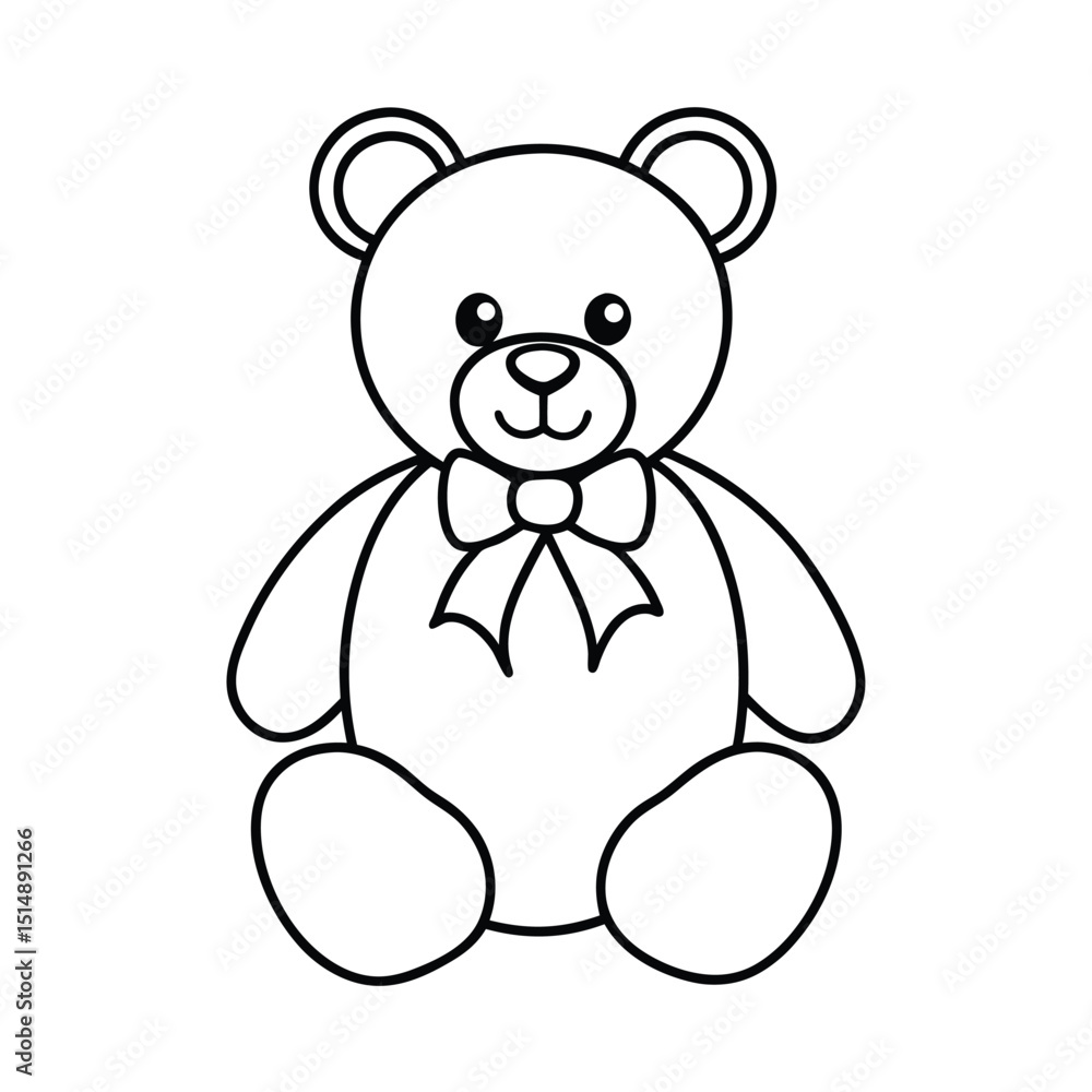 Naklejka premium Fuzzy Teddy Bear with Bow