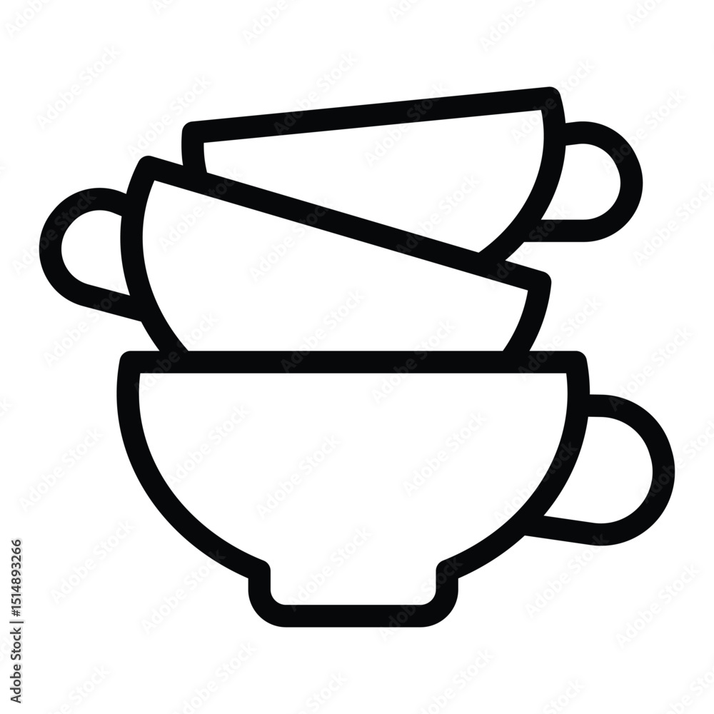 Ceramic or clay plates line icon, pottery making concept. Vector graphics. Clay dishes stack, fragile product sign on white background, style for mobile or design. Ceramic or clay plates line icon, pottery making concept. Vector graphics. Clay dishes stack, fragile product sign on white background, style for mobile or design.