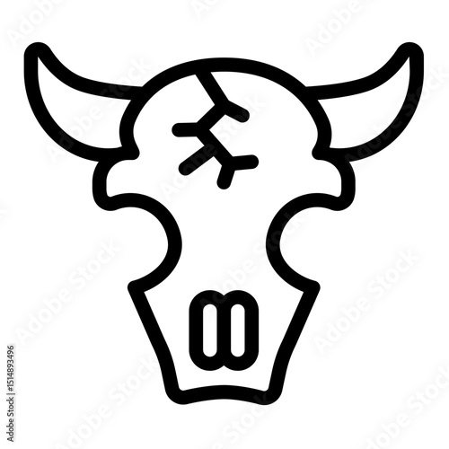 Skull of bull animal line icon, arabian desert concept. Vector graphics. Bull head with horns, skeleton part sign on white background, style mobile or design.