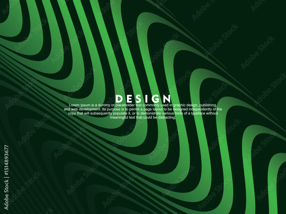 Naklejka premium Futuristic green curved lines abstract background. Geometric green lines form abstract vector background. Green modern background.