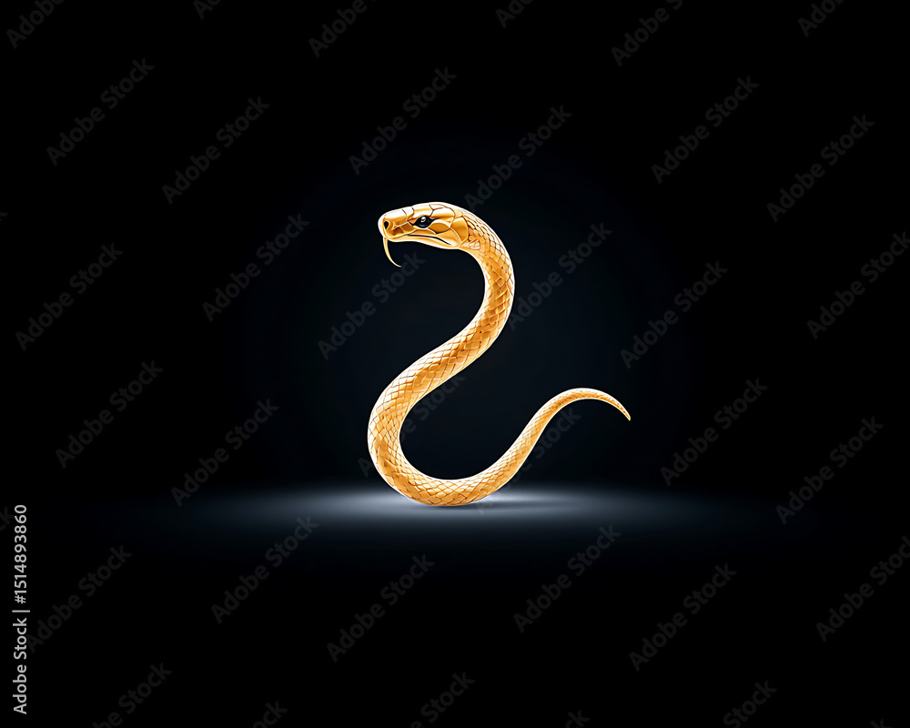 Fototapeta premium Golden Snake with Dark Background.