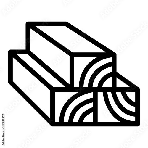 Three wooden planks line icon, forest industry concept. Vector graphics. Wood work with blank timbers, carpentry sign on white background, style mobile or design.